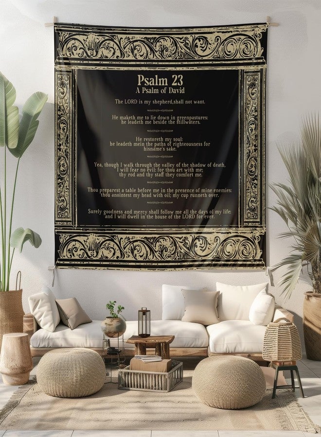 NIPINUS Christian Wall Tapestry with Bible Verses - Psalm 23, Large tapestry wall hanging,Black Retro Motivational Flags Tapestry for Bedroom, Dorm, Living Room Decor Wall Art, 50×60 inches - Image 5